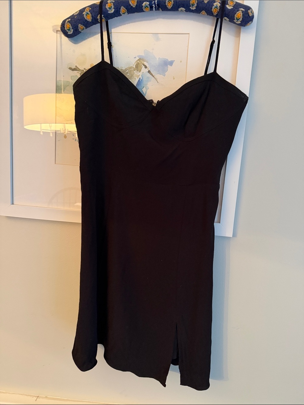 Sunday Best Black Mini Slip Dress with Spaghetti Straps